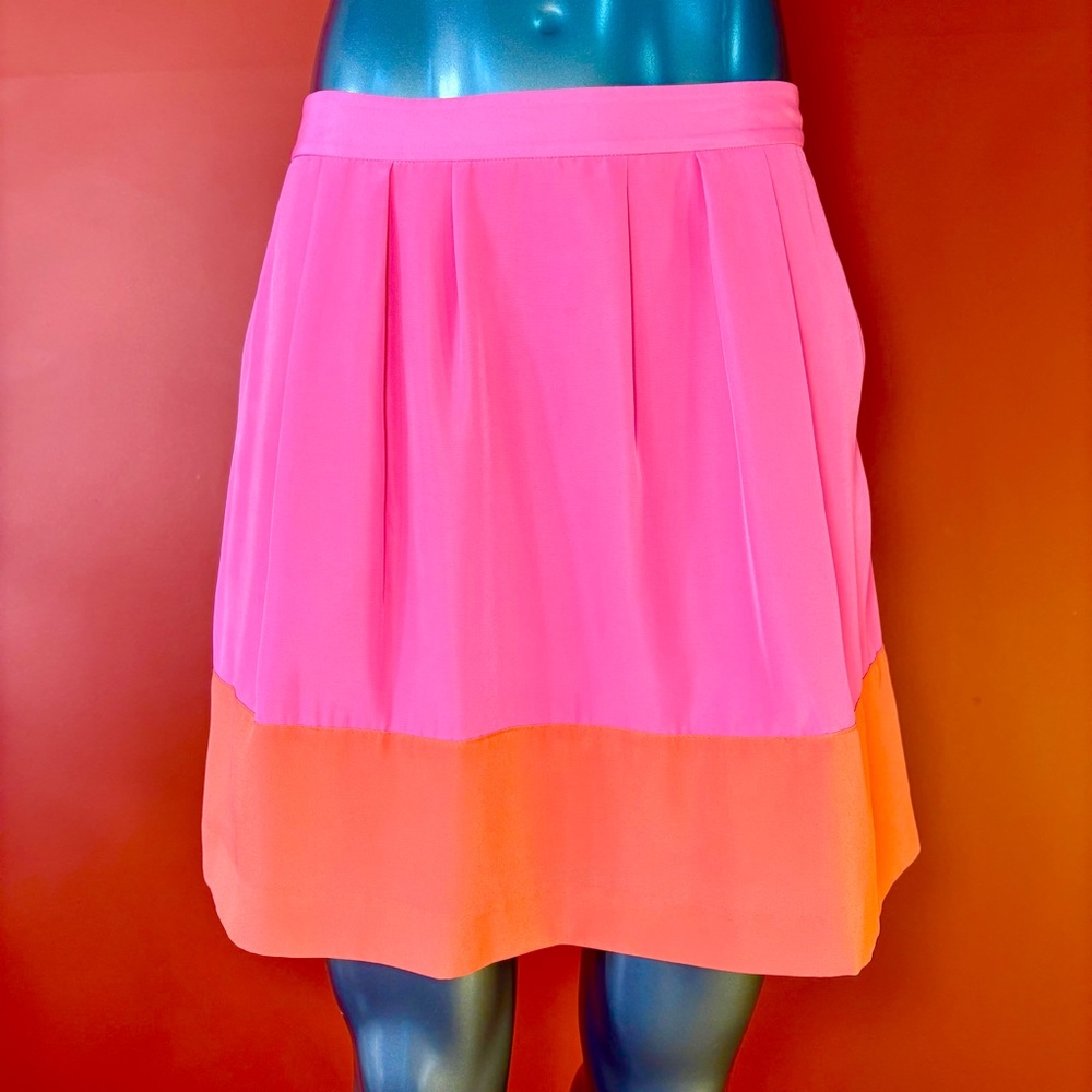 J. Crew Vibrant Pink and Orange A-Line Skirt